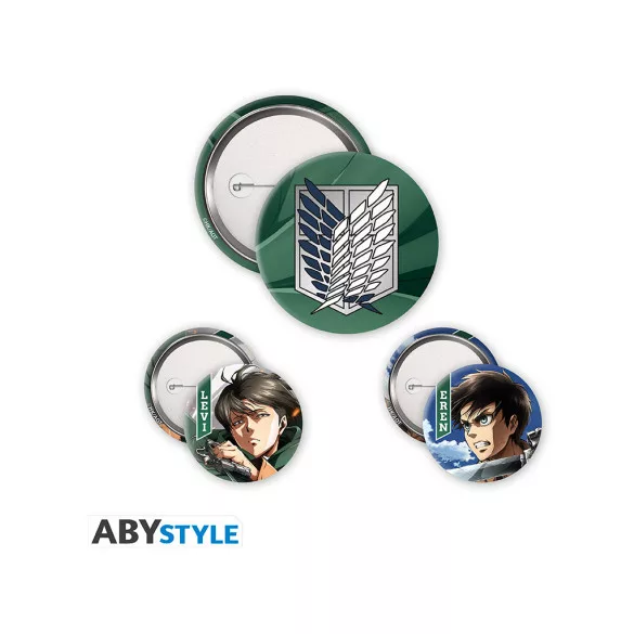 Attack on Titan Badge Pack - Eren & Levi jelvényszett, 3 db