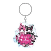 My Melody & Kuromi - Acrylic Keychain - Pink Black Party Series - 7cm-SAN-KC-04673