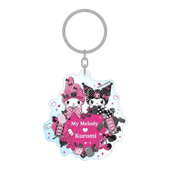 My Melody & Kuromi - Acrylic Keychain - Pink Black Party Series - 7cm-SAN-KC-04673