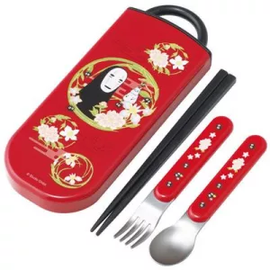 Spirited Away - Dark Red Set Chopsticks Spoon Fork No Face-SKATER-64519