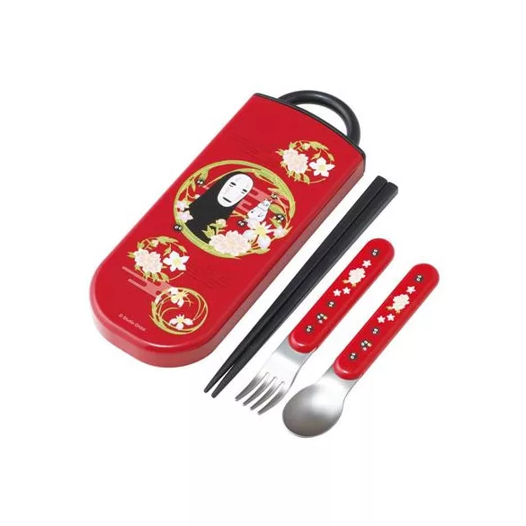 Spirited Away - Dark Red Set Chopsticks Spoon Fork No Face-SKATER-64519