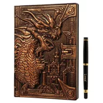 3D Faux-Leather Notebook / Journal - Bronze Dragon-LNX06001