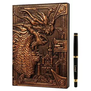 3D Faux-Leather Notebook / Journal - Bronze Dragon-LNX06001