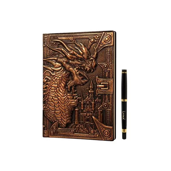 3D Faux-Leather Notebook / Journal - Bronze Dragon-LNX06001