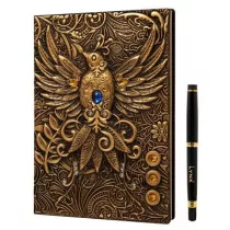 3D Faux-Leather Notebook / Journal - Gold Phoenix-LNX06003