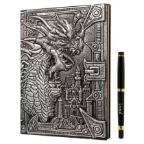 3D Faux-Leather Notebook / Journal - Silver Dragon-LNX06002