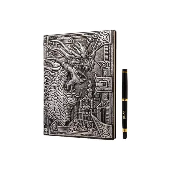3D Faux-Leather Notebook / Journal - Silver Dragon-LNX06002