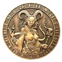 Dice Coin D20 Female Tiefling Warlock-GLH02008