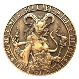 Dice Coin D20 Female Tiefling Warlock-GLH02008