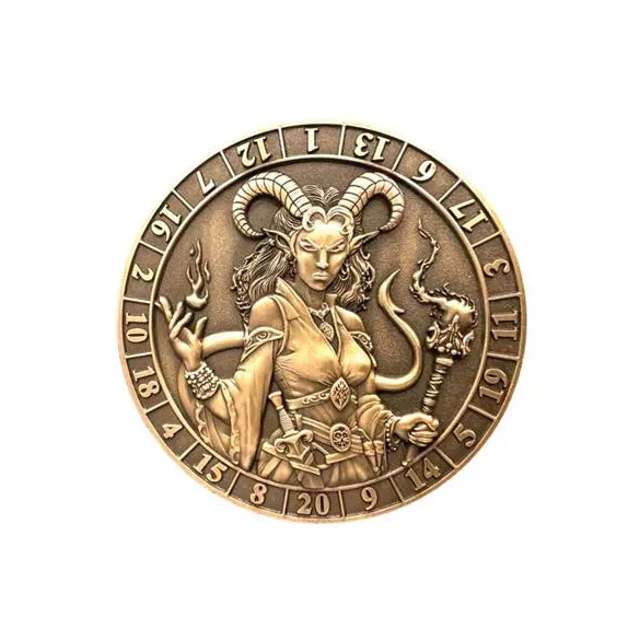 Dice Coin D20 Female Tiefling Warlock-GLH02008
