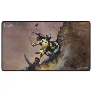 UP - Frank Frazetta - "Warrior with Ball and Chain" Black Stitched Playmat-16755