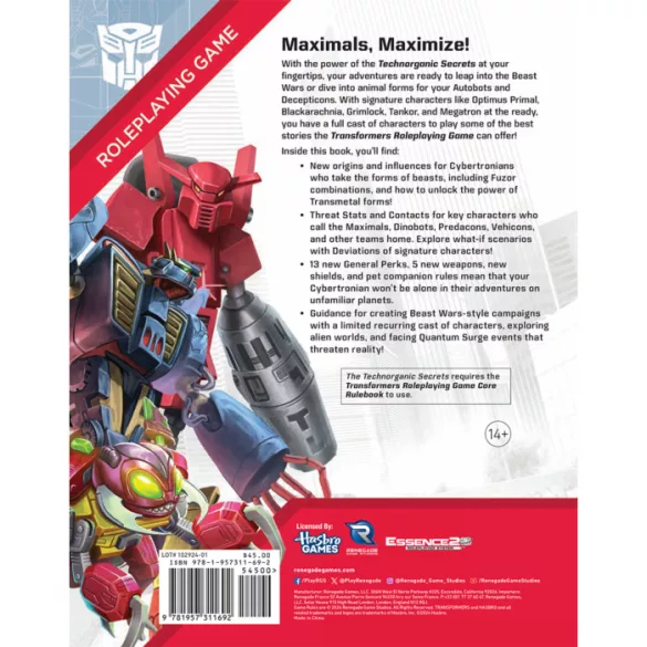 Transformers Roleplaying Game Technorganic Secrets Sourcebook - angol nyelvű szerepjáték kiegészítő