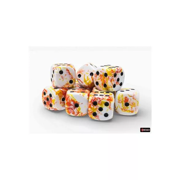 Brush Sunrise/black 16mm d6 Dice Block (12 dice)-24603