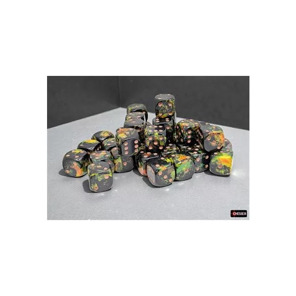 Brush Deep Forest/gold 12mm d6 Dice Block (36 dice)-24805