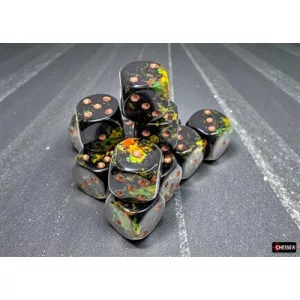 Brush Deep Forest/gold 16mm d6 Dice Block (12 dice)-24605