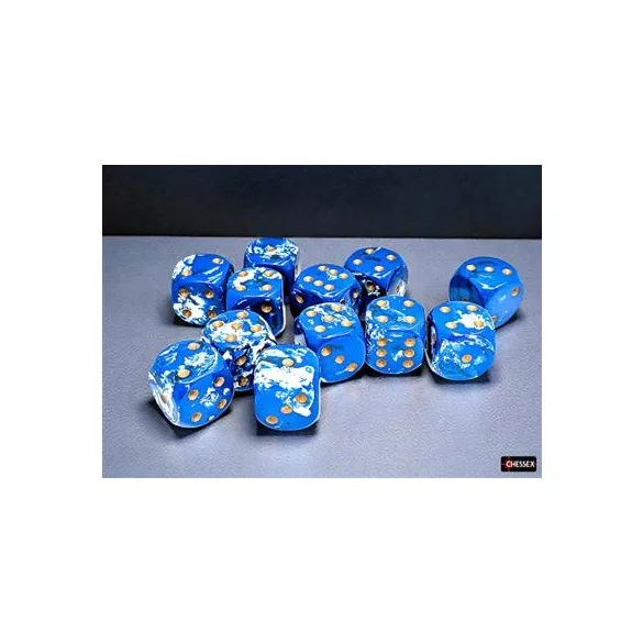 Brush Wavebreak/gold 16mm d6 Dice Block (12 dice)-24606