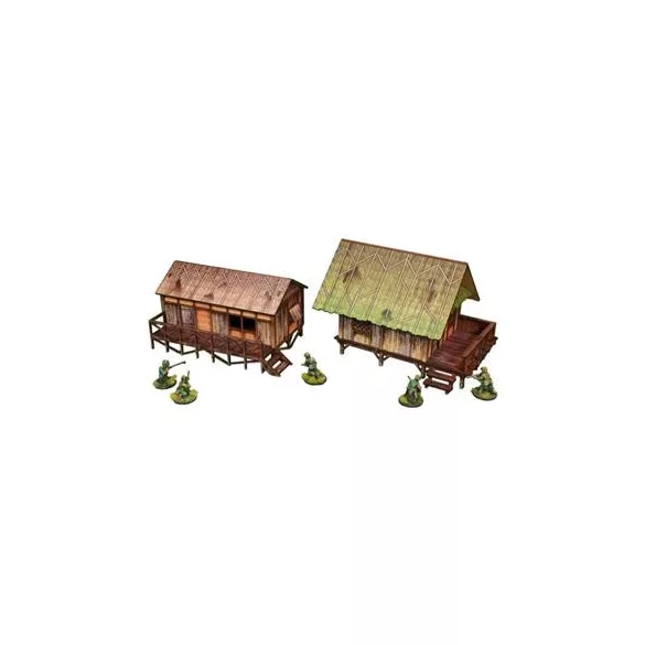 WW2 Pacific Jungle Huts (2) PREPAINTED [28mm/1:56]-H00282