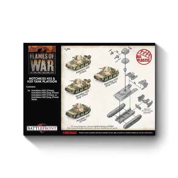Flames of War H35 / H39 Hotchkiss Tank Platoon - 5 műanyag harckocsi