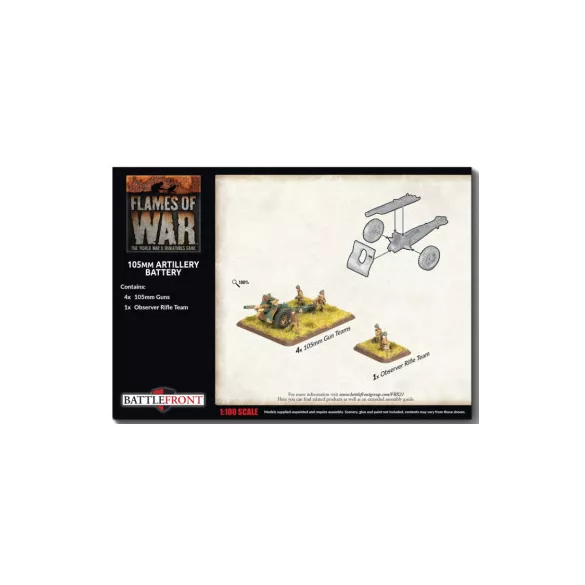 Flames of War - 105mm Artillery Battery minikészlet (4 löveg)