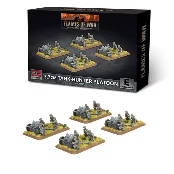Flames of War - 3.7cm Tank Hunter Platoon (Early) (x4 guns Plastic)-GBX204