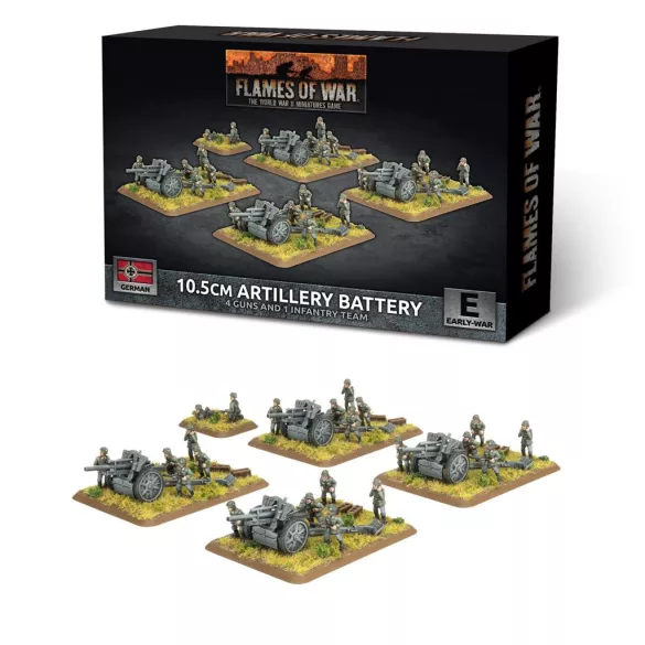 Flames of War - 10.5cm Artillery Battery (Early) (x4 guns Plastic)-GBX205