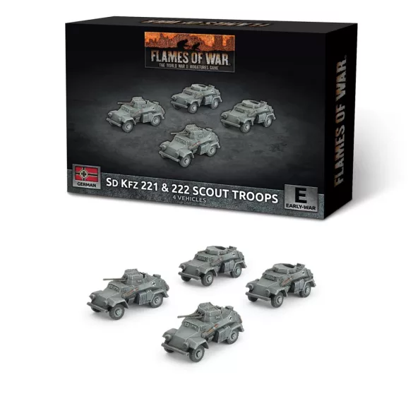 Flames of War - Sd Kfz 222 / 221 Scout Troop (x4 Plastic)-GBX201
