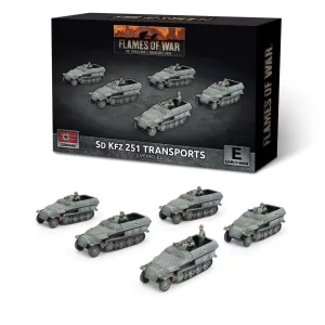 Flames of War - Sd Kfz 251 half-track Transport Platoon (x5 Plastic)-GBX207