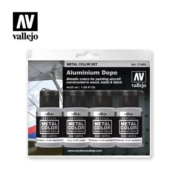 Vallejo Metal Color 4 színes festékszett - Aluminium Dope WWI & Early WWII