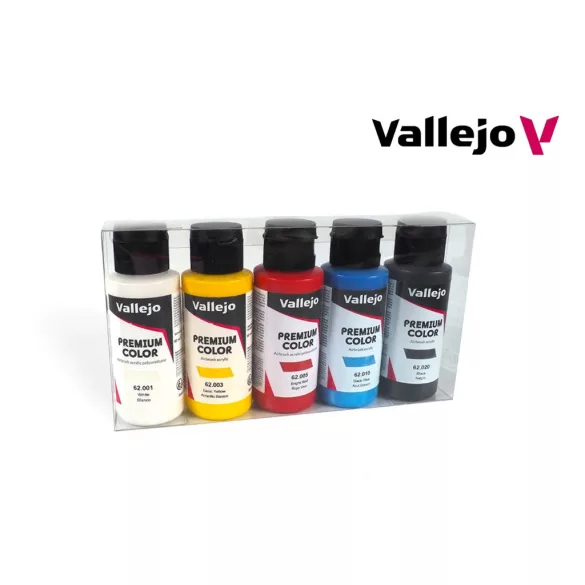 Vallejo Premium Color 5 színes festékszett - Basic Opaque Colors 60 ml