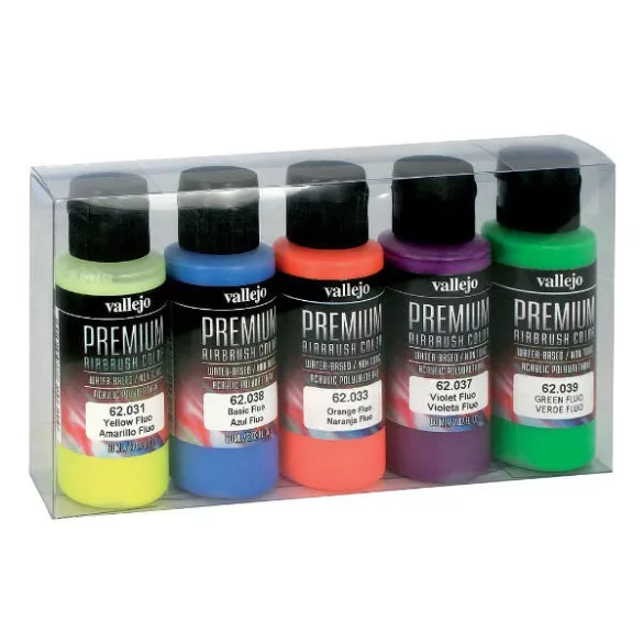 Vallejo Premium Color Fluo Colors 5 színes festékkészlet 60 ml