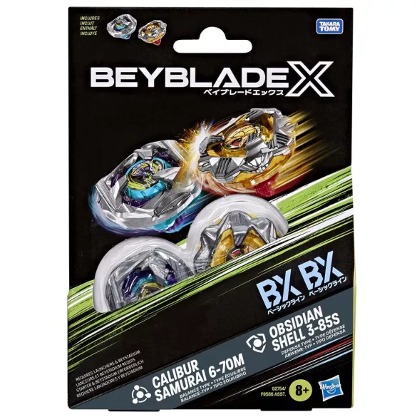 Beyblade X Calibur Samurai 6-70M BX & Obsidian Shell 3-85S BX Dual Pack Set-G2754ES0