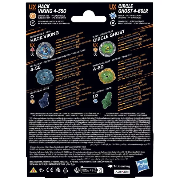Beyblade X Circle Ghost 4-60LR UX & Hack Viking 4-55O UX Dual Pack Set-G2755ES0
