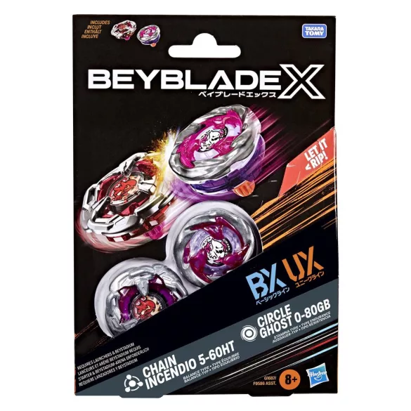 Beyblade X Circle Ghost 0-80GB & Chain Incendio 5-60HT Dual Pack Set-G1687ES0