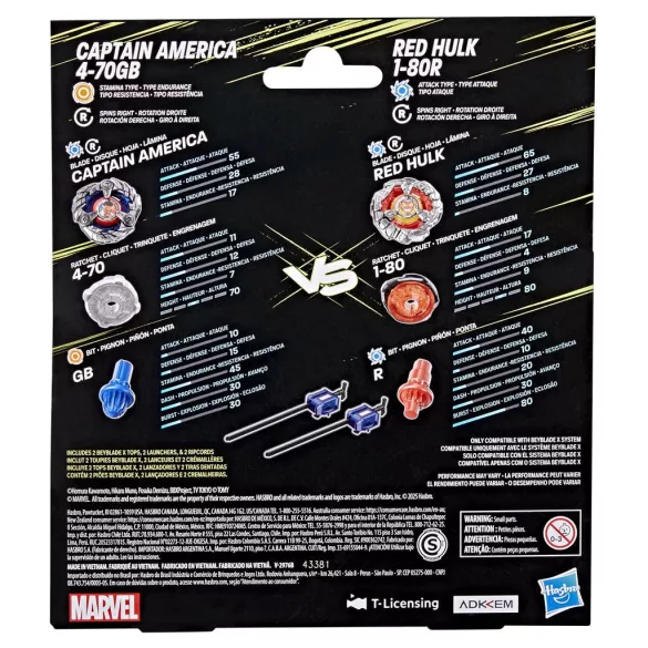Beyblade X and Marvel Collab Captain America 4-70GB vs. Red Hulk 1-80R-G1690ES0