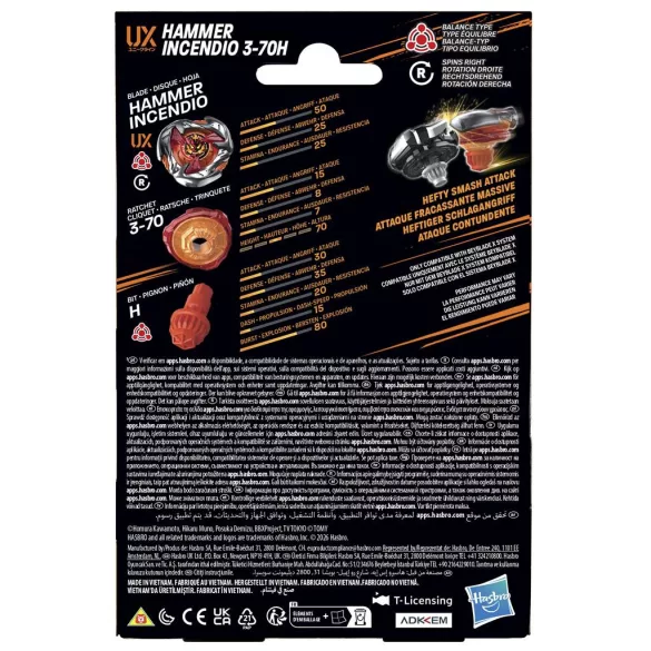 Beyblade X Hammer Incendio 3-70H UX Starter Pack Set-G1752ES0