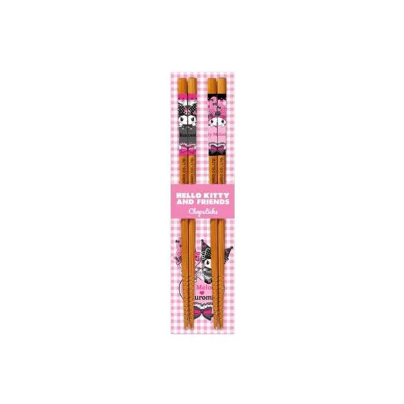 Kuromi & My Melody - Bamboo Chopsticks - Pink Black Party Series-SAN-CPS-04765