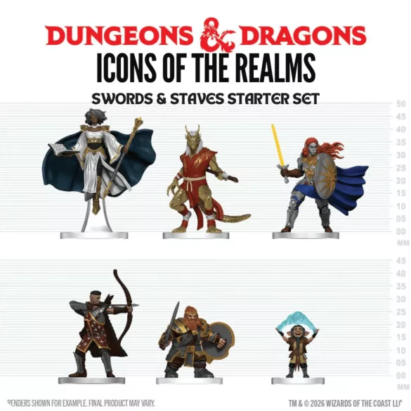D&D Icons of the Realms: Player's Handbook – Swords & Staves Starter Set miniatűra szett (angol kiadás)