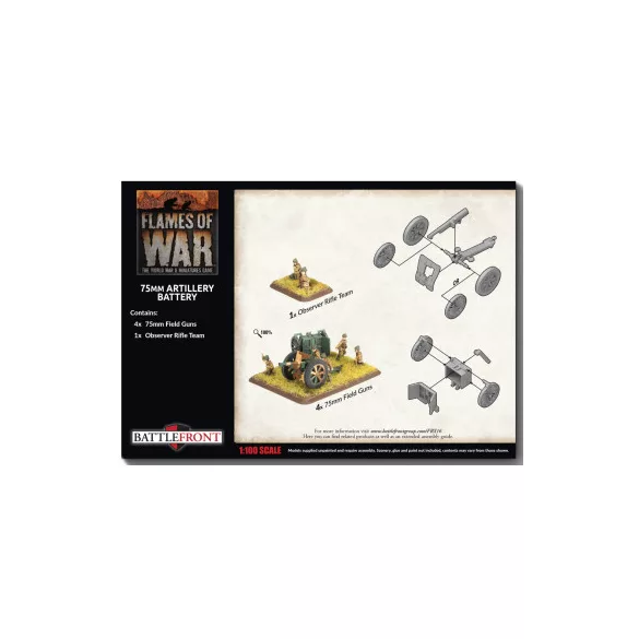 Flames of War - 75mm Artillery Battery (x4 guns) minikészlet