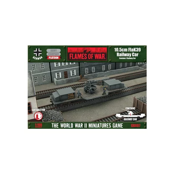 Flames of War - 10.5cm FlaK Railway Car, with Single 8.8cm option-GBX87