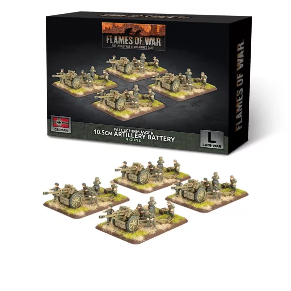 Flames of War - Liberation of Italy: FJ 10.5cm Artillery Battery (x4 guns Plastic)-GBX213