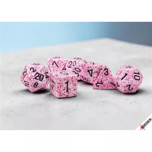 Speckled Pink/black Polyhedral 7-Die Set-25354