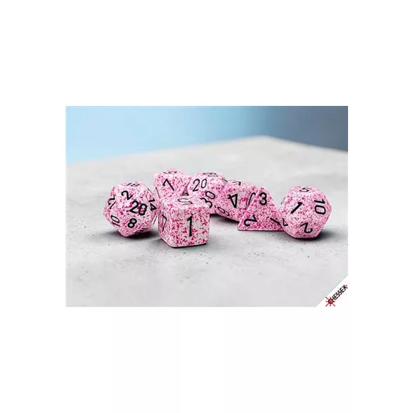 Speckled Pink/black Polyhedral 7-Die Set-25354