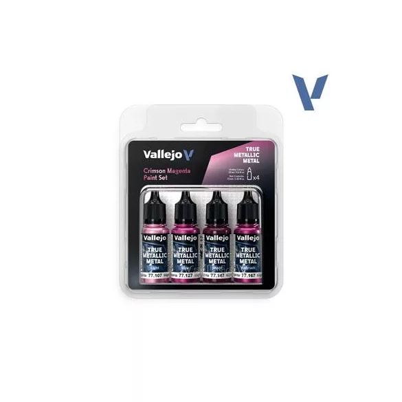 Vallejo True Metallic Metal Crimson Magenta Paint Set (4)-77261