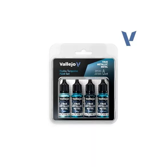 Vallejo True Metallic Metal Hydra Turquoise Paint Set (4)-77264