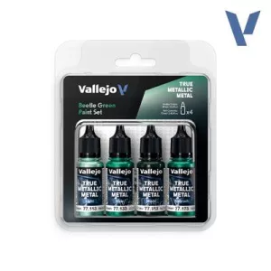 Vallejo True Metallic Metal Beetle Green Paint Set (4)-77265