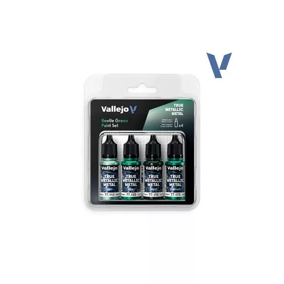 Vallejo True Metallic Metal Beetle Green Paint Set (4)-77265