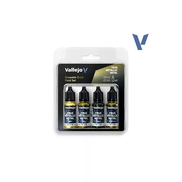 Vallejo True Metallic Metal Greenish Gold Paint Set (4)-77267