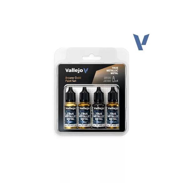 Vallejo True Metallic Metal Arcane Gold Paint Set (4)-77268