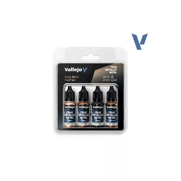 Vallejo True Metallic Metal Rusty Metal Paint Set (4)-77269