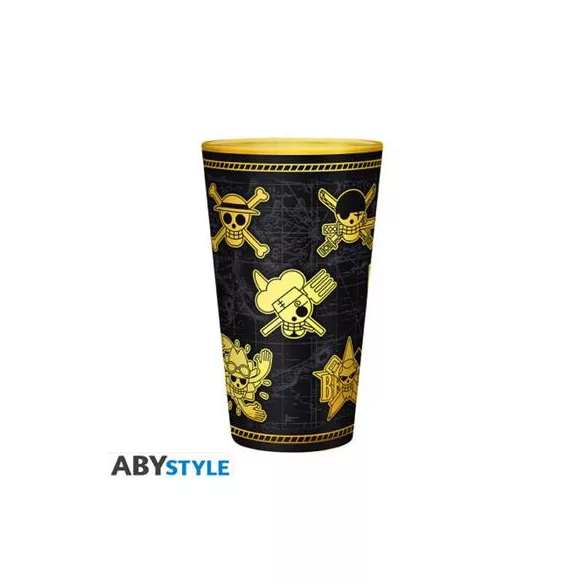 One Piece - Premium Large Glass (400ml) - Gold Skulls-ABYVER329